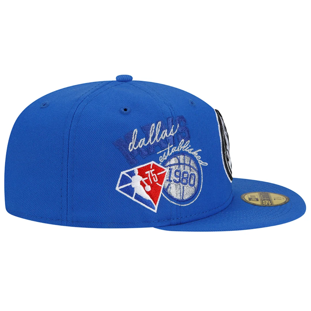 DALLAS MAVERICKS NEW ERA 5950 BACK HALF ROYAL FITTED CAP - Image 4